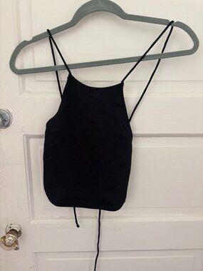 Free People black crop top with string ties